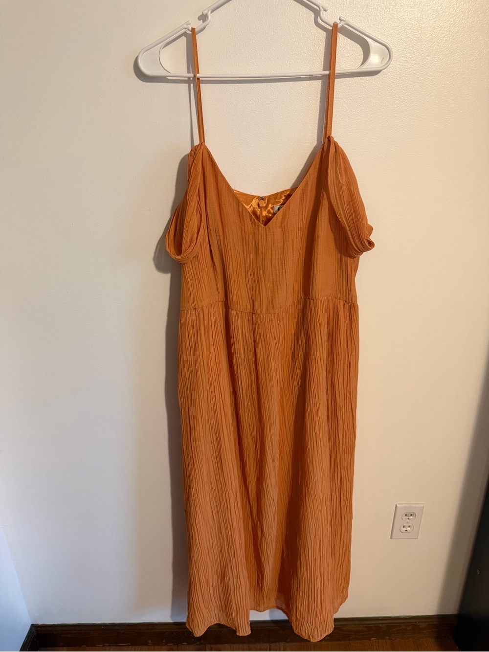 Express Orange Off the Shoulder Midi Dress